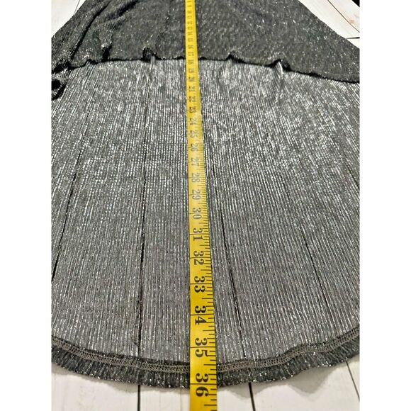 Lily White Metallic‎ Silver High Low Skirt skirt Fairy Grunge, Retro, Disco - Picture 3 of 6